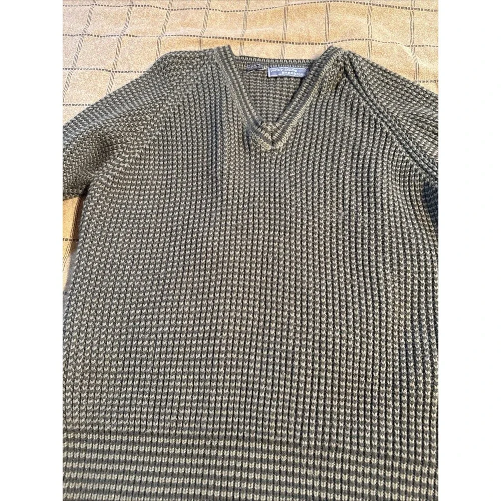 Vintage Jandy Place Bardon Inc Mens L 42-44 V-Neck Sweater Taiwan Green Brown